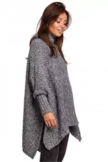 Swetry damskie - Asymetryczny sweter jak ponczo z golfem - SukienkiShop - grafika 1