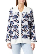 Kurtki damskie - United Colors of Benetton Damska kurtka z dzianiny, Wzór: Białe i niebieskie odcienie 911, S - miniaturka - grafika 1