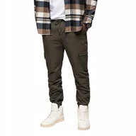 Spodnie męskie - Męskie spodnie joggery z kieszeniami cargo ciemnooliwkowe V5 OM-PAJO-0200 M - miniaturka - grafika 1