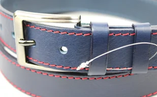 Pasek Męski Skórzany PAS-MAX (PL) Skóra Licowa EXTRA 40 mm Niebieski Z Czerwoną Nitką - Paski - miniaturka - grafika 11