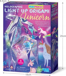 4M 4M KidzMaker DIY set Holographic Light Up Origami Unicorn - Zabawki kreatywne - miniaturka - grafika 1