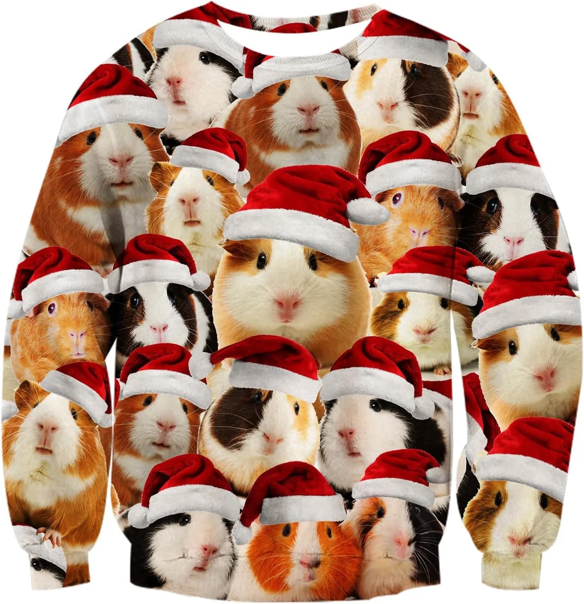 Świąteczny Sweter Unisex 3D z Nadrukiem Zabawny Wzór Chomików Kolorowy XXL