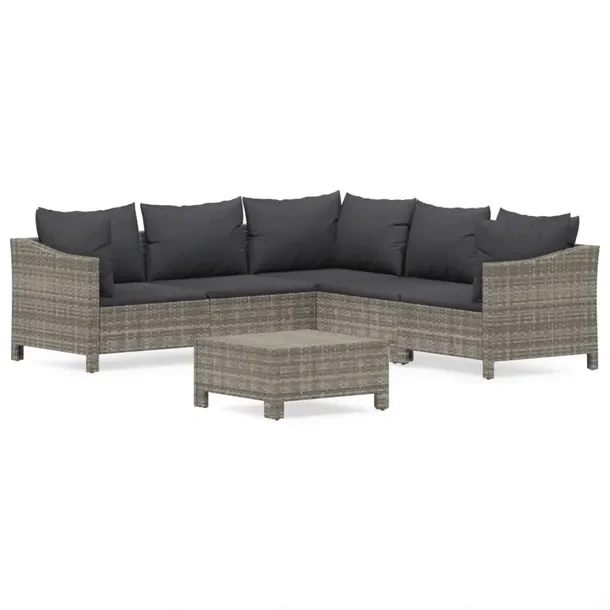 Modny zestaw wypoczynkowy do ogrodu szary, rattan PE, 63 x 63 x 55,5 cm