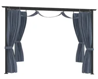 Pawilony ogrodowe - Antracytowe zadaszenie ogrodowe z zasłonami G4-W77 - miniaturka - grafika 1