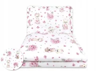 Pościel dla dzieci - KOMPLET POŚCIELI 135X100 BAWEŁNA Z FALBANKĄ PUDROWY RÓŻ MISIE - miniaturka - grafika 1