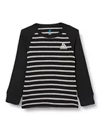 Koszulki męskie - Odlo Męski T-shirt Bl Top Crew Neck L/S Active Warm Eco Kids Stripes czarny Black - Grey Melange 140 159409 - miniaturka - grafika 1