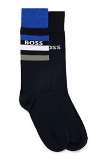 Skarpetki męskie - BOSS Męskie skarpetki 2P RS Stripe CC Regular_Socks, ciemnoniebieskie, 401, 39-42, Dark Blue401, 39-42 - grafika 1