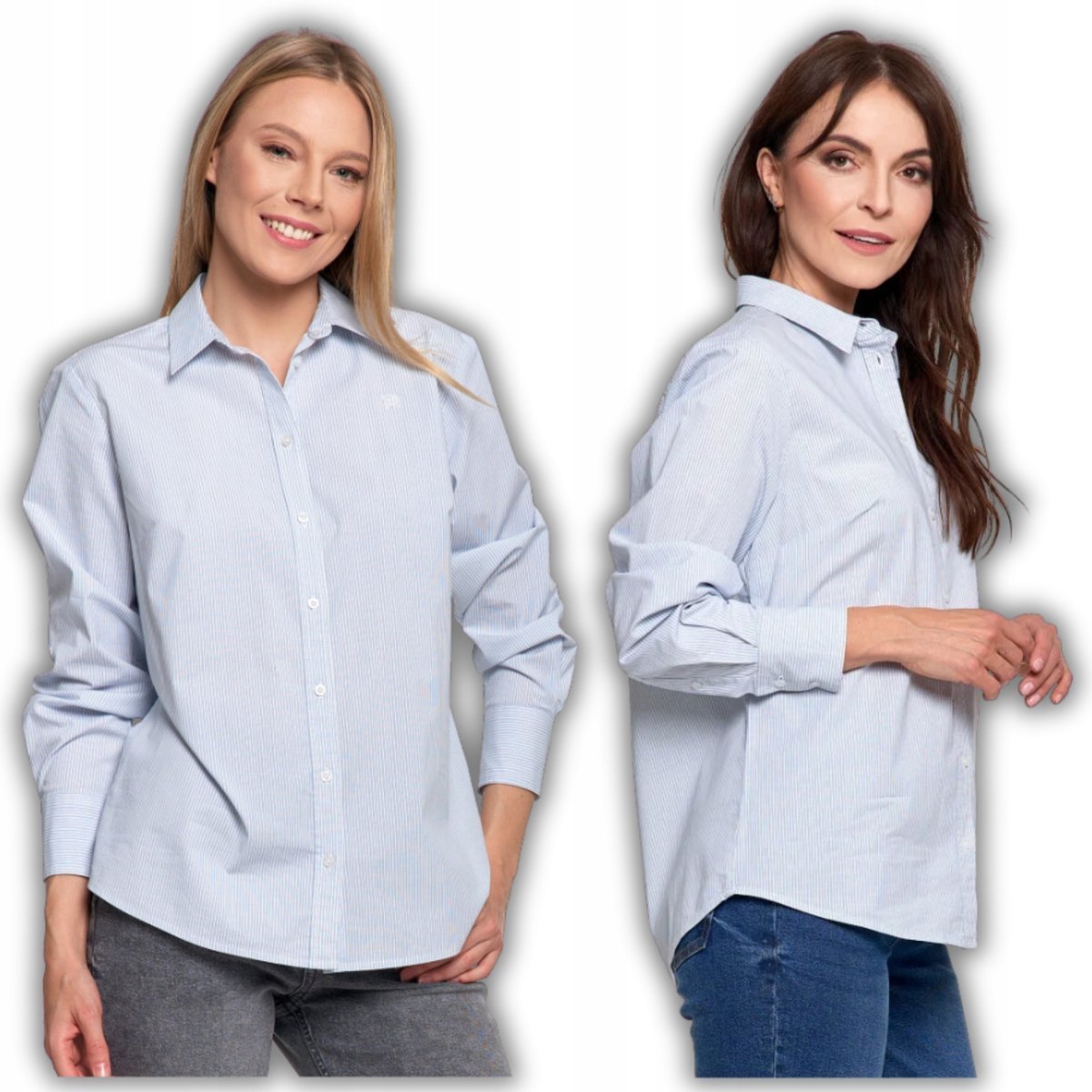 KOSZULA DAMSKA Z DŁUGIM RĘKAWEM BAWEŁNIANA KLASYCZNA LUŹNY KRÓJ MORAJ XXL PATT 1