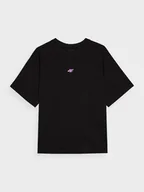 Koszulki sportowe damskie - Damski t-shirt oversize z nadrukiem 4F 4FWAW24TTSHF1702 - czarny - miniaturka - grafika 1