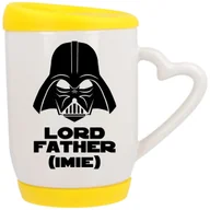 Kubki - Kubek Ucho z Sercem z Pokrywką Żółta Lord Father Prezent IMIĘ TATY Wzory - miniaturka - grafika 1