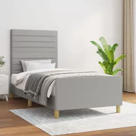 Łóżka - Lumarko Rama łóżka z zagłówkiem, szara, 80x200 cm, tapicerowana tkaniną - miniaturka - grafika 1