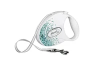 Smycze dla psów - FLEXI Glam smycz M 5m taśma zdobienie Splash Ocean biała - miniaturka - grafika 1