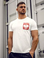 Koszulki męskie - Biały bawełniany t-shirt męski z nadrukiem Polska 5064A - miniaturka - grafika 1