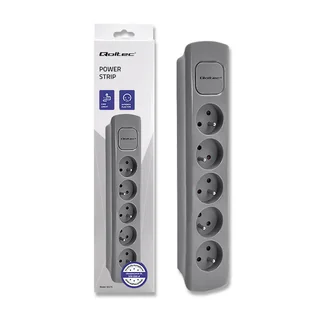 QOLTEC Listwa zasilająca 5 gniazd 1.8m Szara 50275 - Listwy zasilające - miniaturka - grafika 2