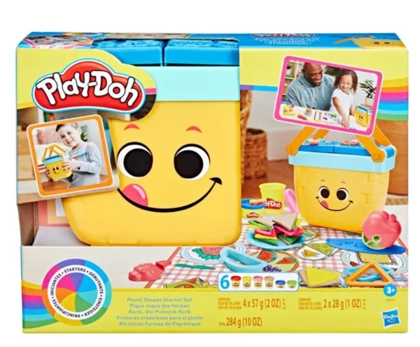 Ciastolina Play-Doh Starters,Piknik i nauka kształtów 6 tub Hasbro