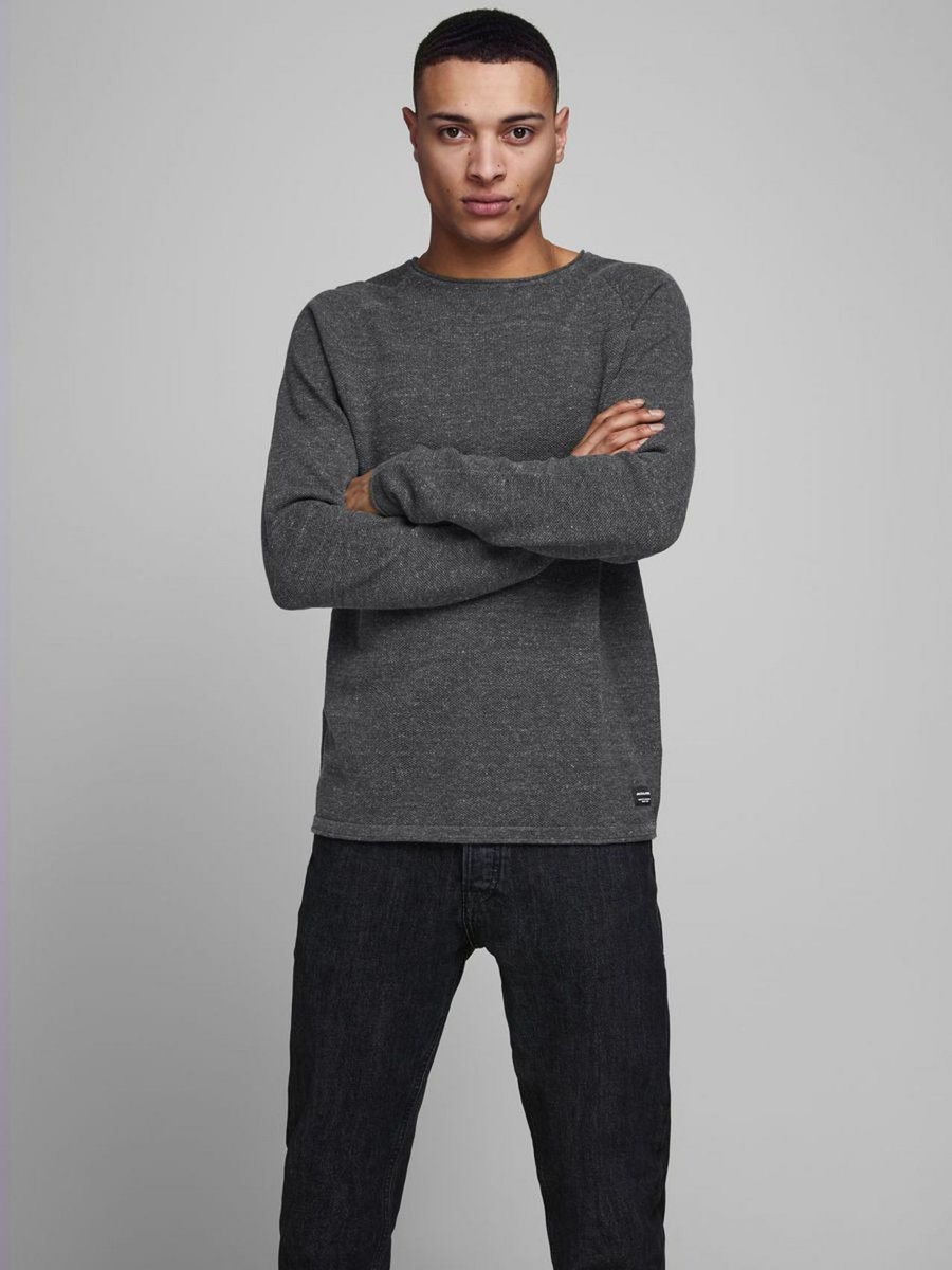 maglie uomo jack and jones 12157321 hill dark gray melange