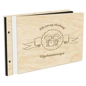 Albumy fotograficzne - Album Na Zdjęcia Dla Nauczyciela Dla Wychowawczyni W Drewnianej Oprawie Z Czarnymi Kartami Z Grawerem - miniaturka - grafika 1