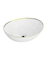 Umywalki - Lavita Fresa Gold Line Umywalka nablatowa 41,5x34 cm biały połysk/złoty 5900378334378 - miniaturka - grafika 1