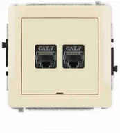 Gniazdka elektryczne - Gniazdo komputerowe Karlik Deco 1DGKBO-10 podwójne 2xRJ45, kategoria 7, ekranowane, ośmiostykowy, bez pola opisowego beżowe - miniaturka - grafika 1