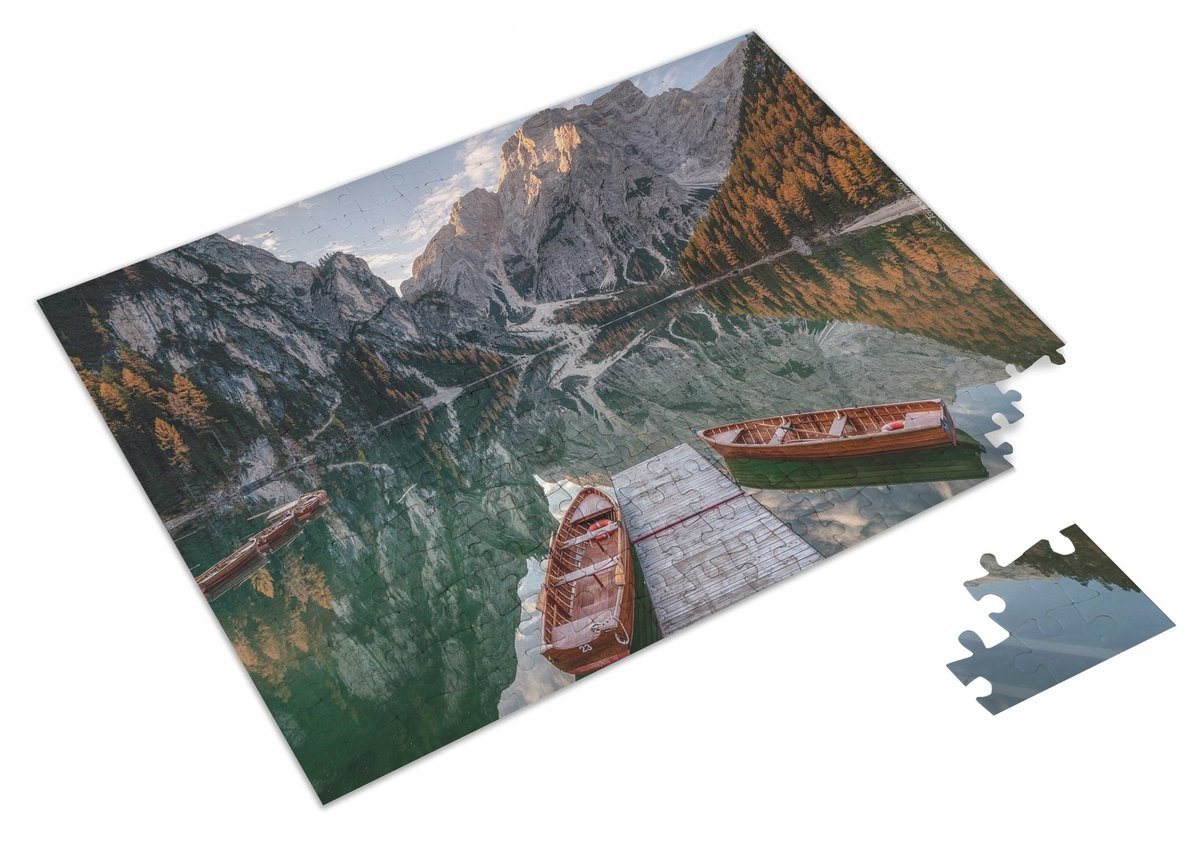 PUZZLE Krajobraz Widok Górski Łódki Morskie Oko + IMIĘ Pudełko 120 el.