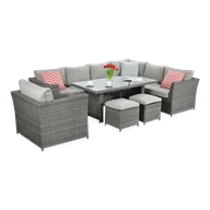 Meble ogrodowe - Narożnik technorattan MONIZ DINING PLUS Dark Grey - miniaturka - grafika 1