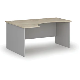 Biurko narożne PRIMO GRAY, 1600 x 1200 mm, lewe, szary/dąb naturalny - Biurka - miniaturka - grafika 1