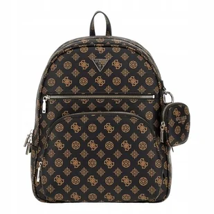 Guess Plecak Damski Power Play Large Tech Backpack Brązowy - Plecaki - miniaturka - grafika 1