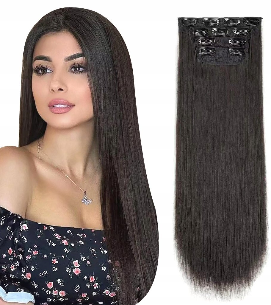 Doczepiane Włosy 60cm Clip In Czarne Jak Naturalne