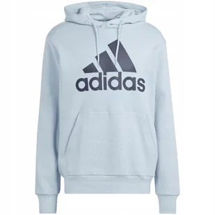 Bluza męska adidas Essentials French Terry Big Logo Hoodie błękitna IS1352 - Bluzy męskie - miniaturka - grafika 1
