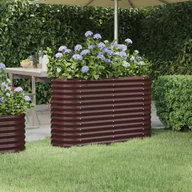 Donice - vidaXL Donica ogrodowa z malowanej proszkowo stali, 114x40x68 cm, brąz - miniaturka - grafika 1