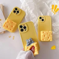 Etui i futerały do telefonów - Phwj 1 SZTUK Etui na telefon, do iPhone'a 12 Trójwymiarowy kreatywny dekompresyjny futerał na telefon komórkowy 3D Śmieszne Słodkie Miękkie Silikon... - miniaturka - grafika 1