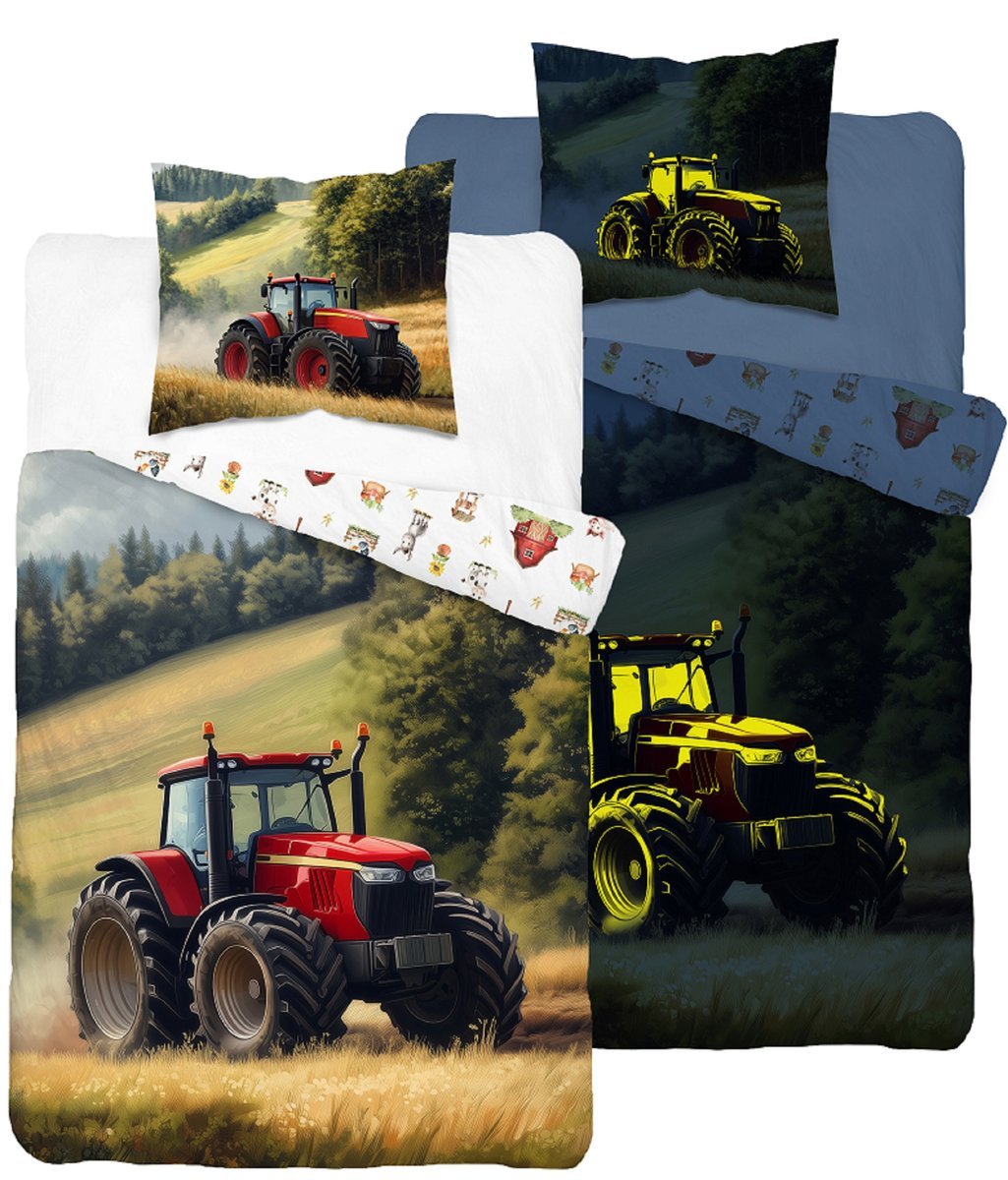 Pościel bawełniana świecąca w ciemności 160x200 Traktor