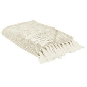 Narzuty - BELIANI Narzuta na łóżko jasnobeżowa bawełniana 200 x 220 cm z frędzlami salon sypialnia tekstylia - miniaturka - grafika 1