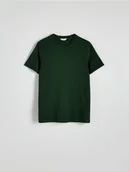 Koszulki męskie - Reserved - Bawełniany t-shirt regular - ciemnozielony - miniaturka - grafika 1