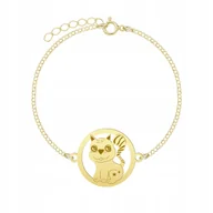 Bransoletki - Pozłacana Bransoletka CUTIE KOTEK DEDYKACJA - miniaturka - grafika 1