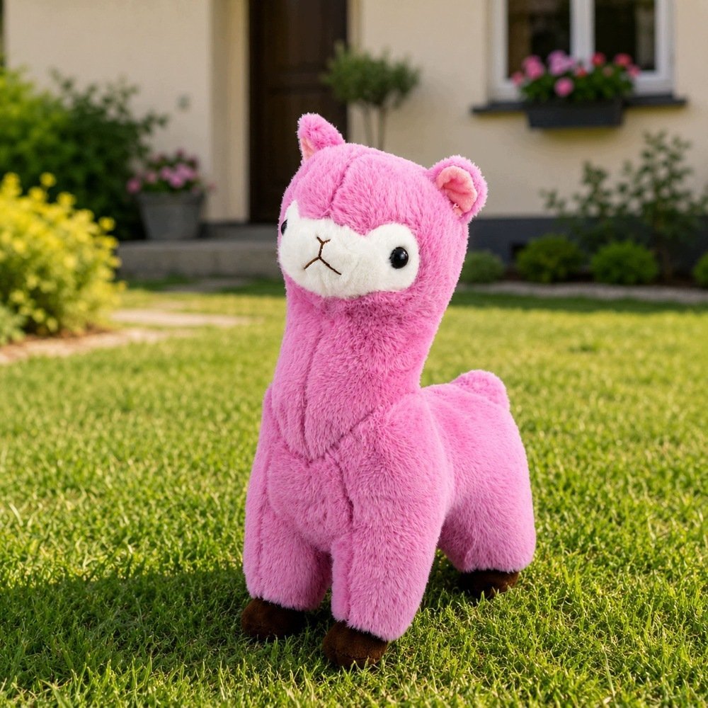 LeanToys Pluszowa Alpaka Lama Maskotka Przytulanka Miękkie Futerko Różowa 38 cm
