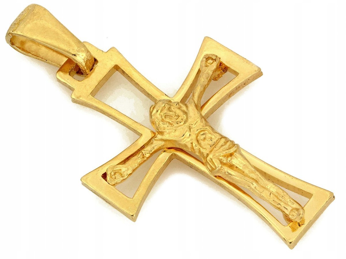 Zawieszka srebrna 925 pozłacany krzyżyk z Jezusem 1.97g 29.1mm na prezent