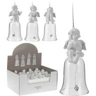Ozdoby bożonarodzeniowe - Zawieszka dzwonek z aniołem 13 cm mix - miniaturka - grafika 1