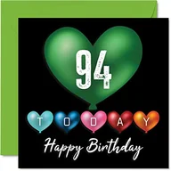 Kartki okolicznościowe i zaproszenia - Zabawne kartki urodzinowe na 94. urodziny dla mężczyzn kobiet - balony w kształcie serca - kartka z życzeniami dla pradziadka dziadka niani babci babci taty mamy, 145 mm x 145 mm kartki z życzeniami - miniaturka - grafika 1