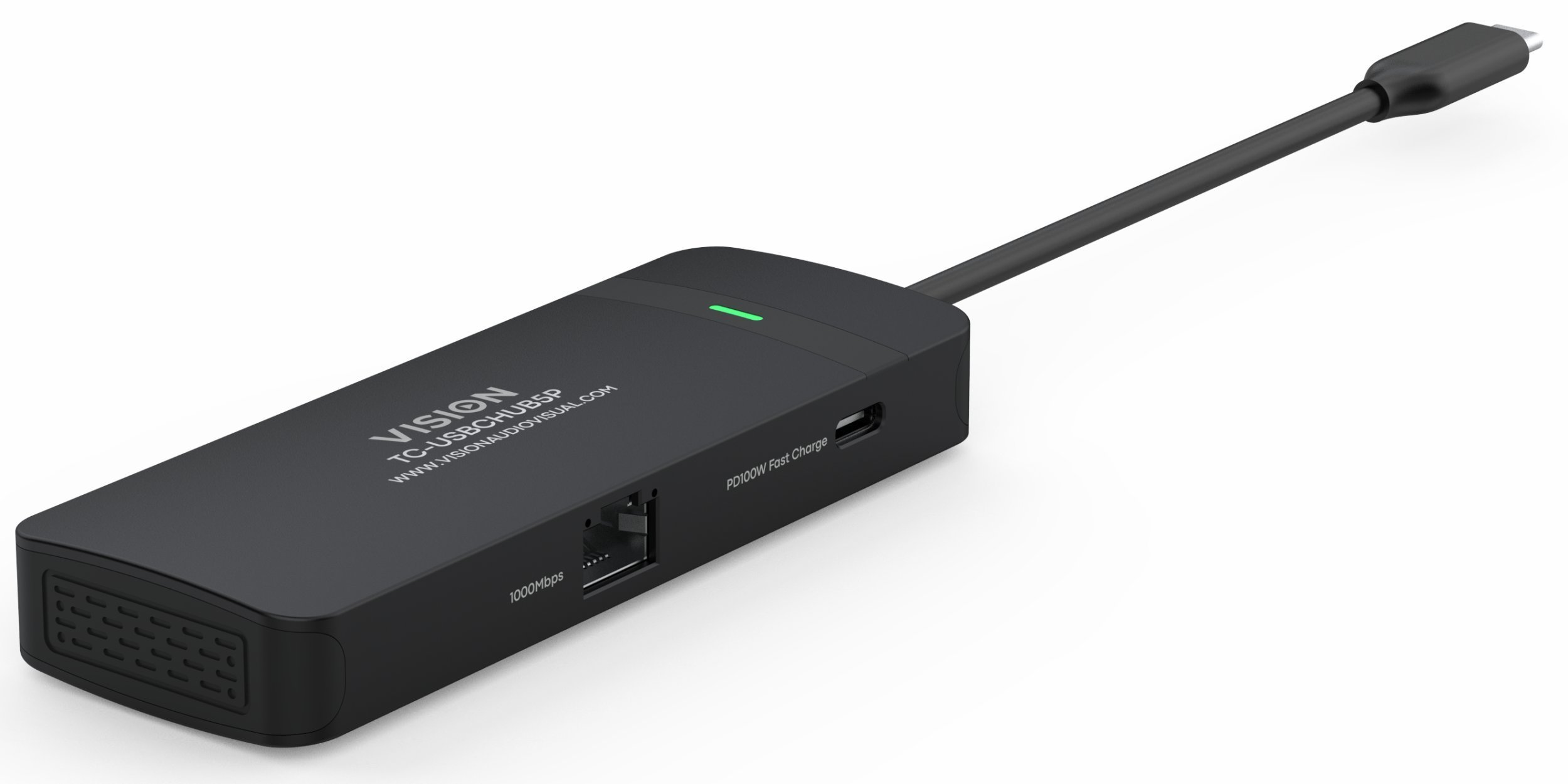 Stacja/replikator Vision USB-C-Dock - 1 x złącze HDMI 4k przy 60 Hz - 1 x RJ45 Gigabit Ethernet 1000 Mbps - 1 x USB 3.0 5 Gbps - 1 x USB-C z PD100w, który może być używany do ładowania laptopa - 1 x USB-C z 4k przy 60 Hz - 30 cm Kabel - kompatybilny z Win TC-USBCHUB5P