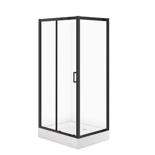 Cersanit Zestaw kabina prysznicowa z brodzikiem  Arteco 100x80x190 cm prostokątna czarna brodzik Tako 16 cm S913-028 - Kabiny prysznicowe - miniaturka - grafika 1