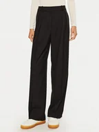 Spodnie sportowe damskie - Tommy Hilfiger Spodnie materiałowe WW0WW39725 Czarny Relaxed Fit - miniaturka - grafika 1