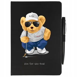 NOTES CZARNY A5 LINIA+ DŁUGOPIS GOLF PLUSZAK Wzory - Zeszyty szkolne - miniaturka - grafika 1