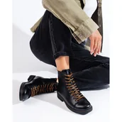 Botki damskie - Wiązane czarne workery damskie Vinceza - miniaturka - grafika 1