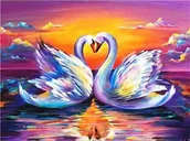 Malowanie po numerach - Zakochane łabędzie na jeziorze - Malowanie po numerach 50x40 cm - miniaturka - grafika 1