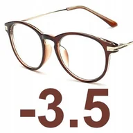 Okulary korekcyjne, oprawki, szkła - Okulary kujonki korekcyjne minusy brązowe -3.5 - miniaturka - grafika 1