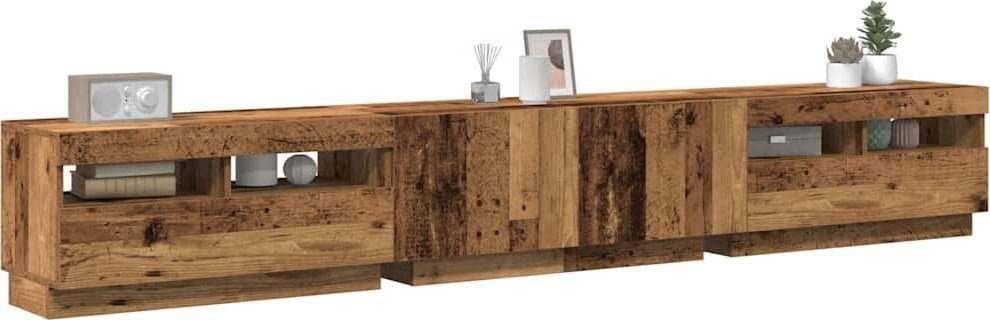 vidaXL Szafka pod TV z oświetleniem LED, stare drewno, 260x35x40 cm