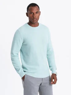 Sweter męski ze strukturalnej dzianiny miętowy V1 OM-SWSW-0142 XL - Swetry męskie - miniaturka - grafika 1