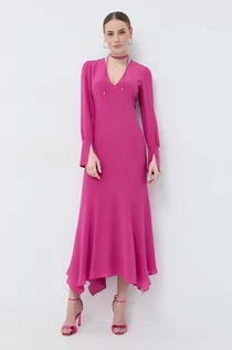 Sukienki - Patrizia Pepe sukienka jeansowa kolor różowy maxi prosta - grafika 1