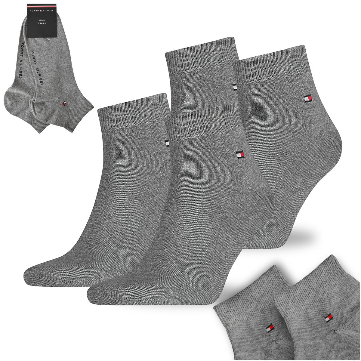 TOMMY HILFIGER Skarpety Męskie Za Kostkę Bawełna SZARE 2 Pary Rozmiar 47/49